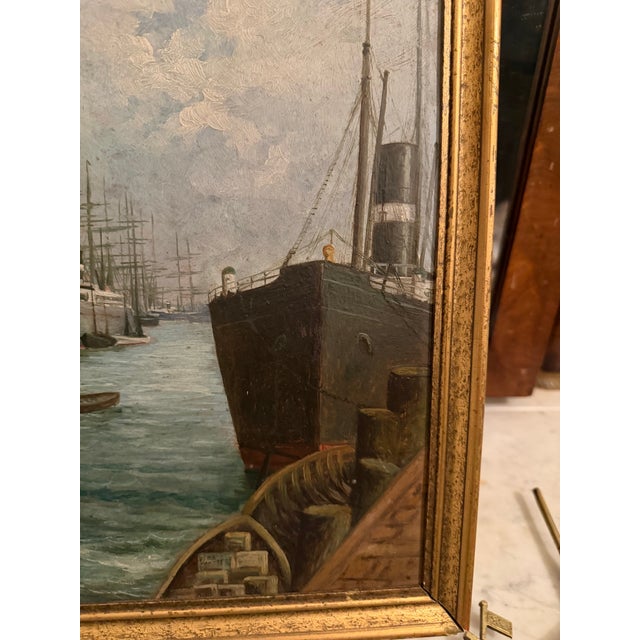 Antique Ship Painting, Framed For Sale - Image 10 of 12