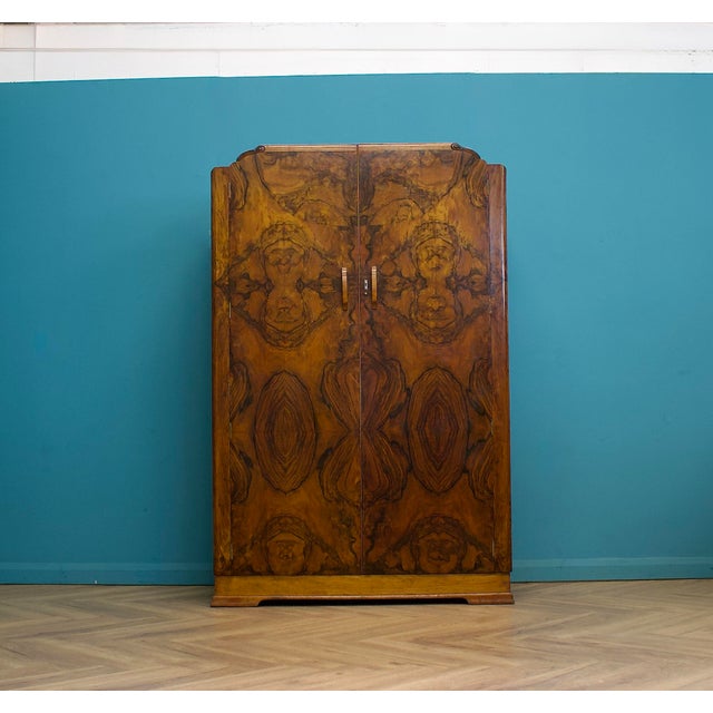 Vintage Art Deco Burr Walnut Wardrobe, 1930s For Sale - Image 9 of 9