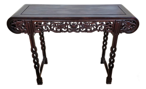 Antique Asian Dragon Carved Teakwood Chinese Altar Console Table