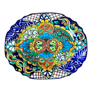 Vintage Boho Mexican Hand Painted Platter