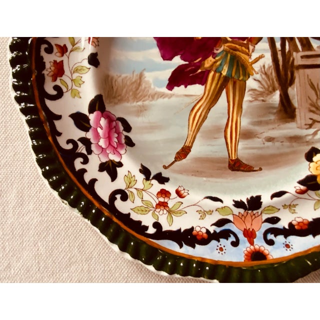 Magnificent & Rare Copeland Spode "December" Cabinet Plate - Dashing Elizabethan Skater, C. 1894 For Sale - Image 12 of 12