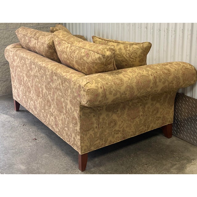 Traditional Ethan Allen Rolled Arm Loveseat Sofa For Sale - Image 3 of 11