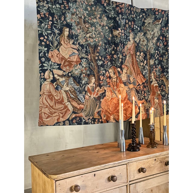 French Tapisseries Du Lion “La Scène Galante” Tapestry | Circa 1950 For Sale - Image 10 of 18