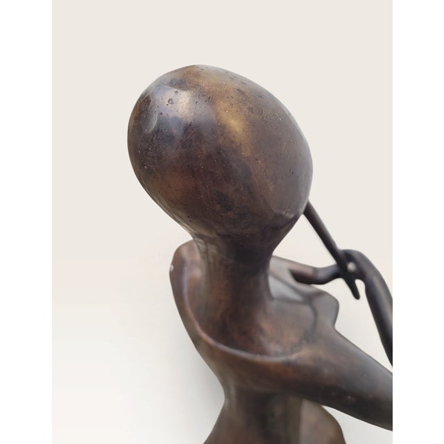 Large Late 20th Century French Bronze Female Flute Player Sculpture For Sale - Image 11 of 18