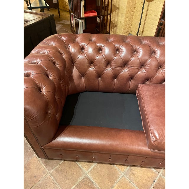 Vintage Chesterfield Three-Seater Sofa in Brown Leather, 2010s For Sale - Image 15 of 16
