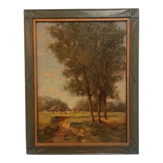 Early 20th Century American Impressionist Landscape Original Oil Painting Signed Summers, Framed For Sale