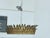 Mid 20th Century Mid 20th Century Spanish Midcentury Gilt Metal Semi-Flush Crown Chandelier with Tiered Foliage For Sale - Image 5 of 12