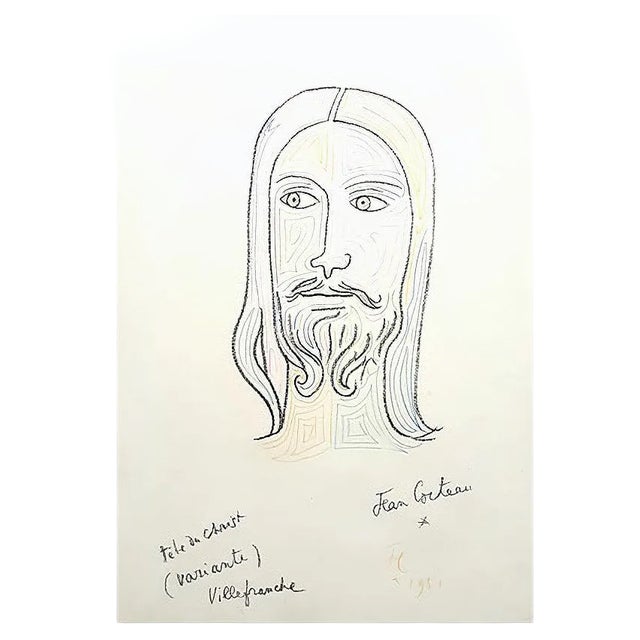 Jean Cocteau, Christ, Lithograph, 1957 For Sale