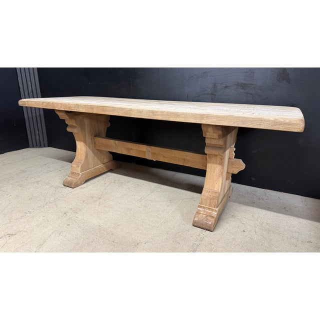Vintage Farmhouse Dining Table in Bleached Oak, 1920 For Sale - Image 4 of 17
