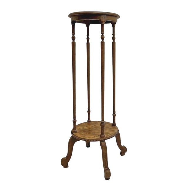 Antique Oak Pedestal Plant Stand, 1890s For Sale - Image 5 of 13
