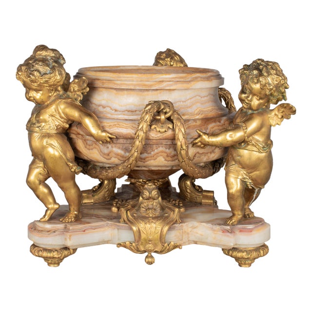 H. Journet & Cie 19th Century French Ormolu Bronze & Oynx Centerpiece For Sale