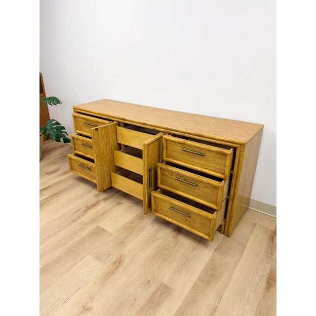 Lea Furniture Faux Bamboo Nine Drawer Dresser Vintage Coastal Bedroom Furniture For Sale - Image 10 of 11