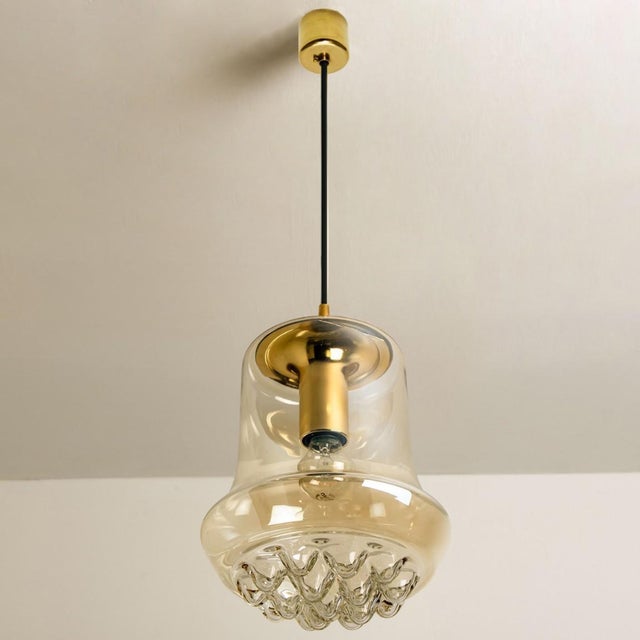 1960s Smoked Brown Glass & Brass Pendant Lights from Peill & Putzler, 1960s, Set of 2 For Sale - Image 5 of 18