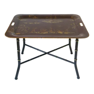Italian Cocktail Tray Table With Chinoiserie Design