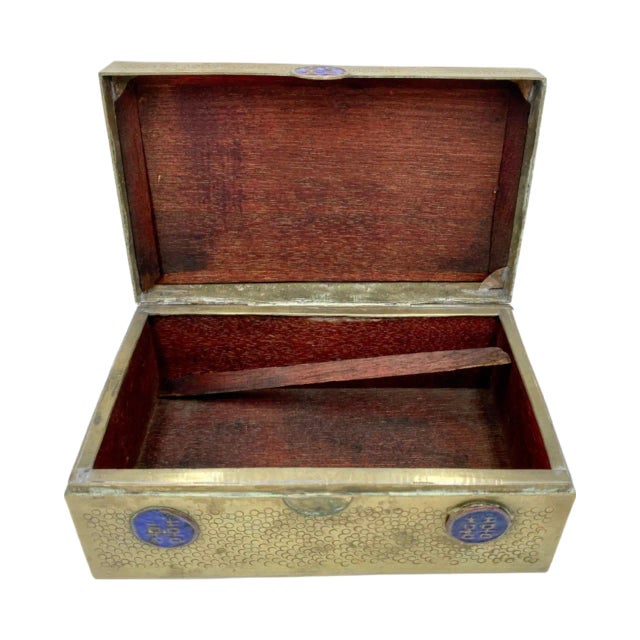 Vintage Chinese Brass and Enamel Floral Decorative Trinket Box For Sale - Image 10 of 12
