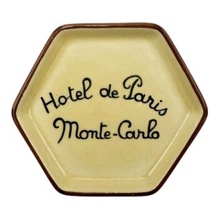 Vintage Hotel De Paris Monte Carlo Beige Ceramic Ashtray For Sale