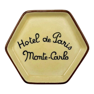 Vintage Hotel De Paris Monte Carlo Beige Ceramic Ashtray