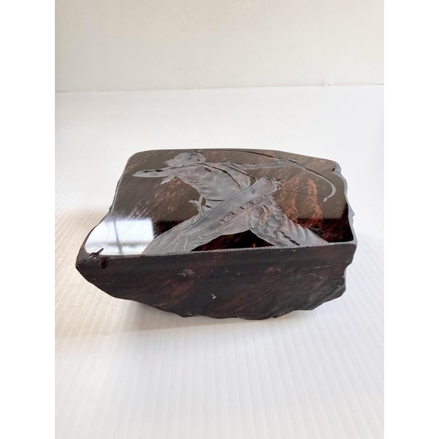 Stone 1973 René Skuta Mahogany Obsidian Lapidary Art Sculpture of Native American Archer For Sale - Image 7 of 13