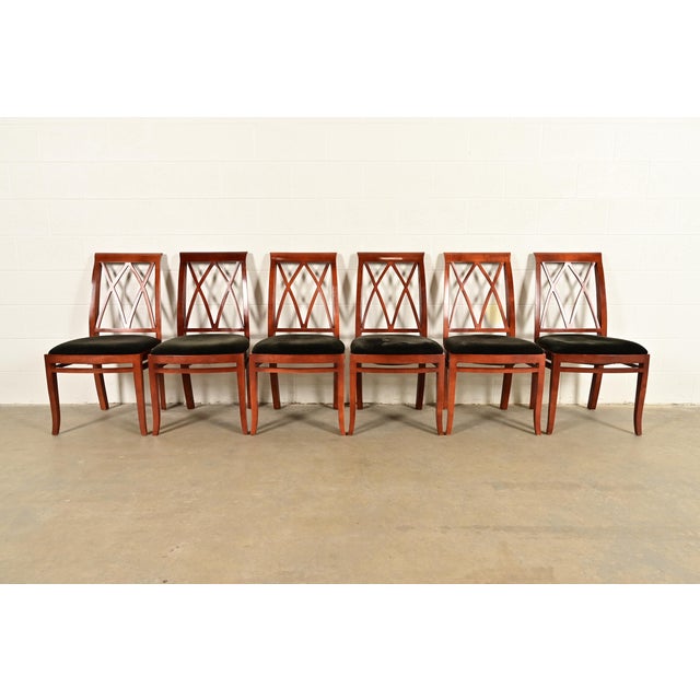 An outstanding set of six Regency or Neoclassical style dining chairs By Bernhardt USA, Circa Late 20th Century Carved...