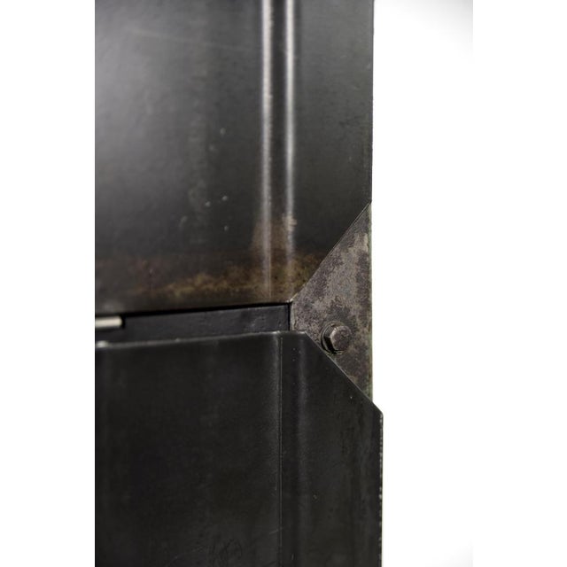 Industrial Vintage Raw Industrial Metal Factory Cabinet with Shelves, 1950s For Sale - Image 3 of 18