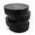 Solid teak crafted side table featuring a bold stacked slab silhouette and finished in a rich matte black that highlights...