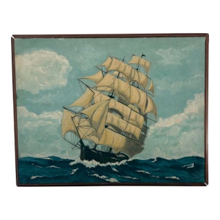 Clipper Ship at Sea Painting Framed For Sale