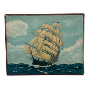 Clipper Ship at Sea Painting Framed