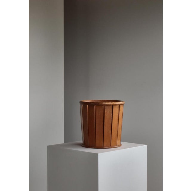 Rare vintage paper basket designed by Hans J. Wegner for the furnishings of Aarhus City Hall in the 1940s. Crafted in...