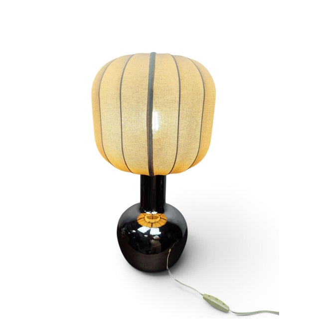 Vintage Italian Silver-Glazed Table Lamp, 1970s For Sale - Image 6 of 6