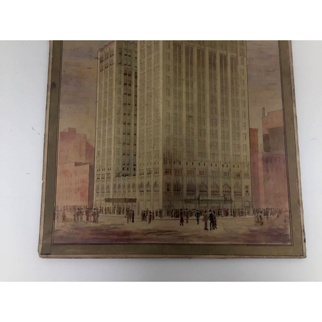 Modern Vintage Watercolor Architectural Painting For Sale - Image 3 of 6
