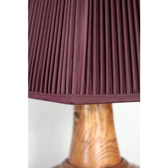 Brown 1970s Handmade Wooden Lamp With Brown Pleated Shade For Sale - Image 8 of 11