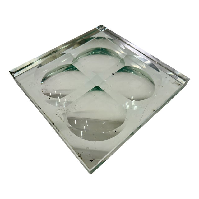 Vintage Italian Square Crystal Dish, 1950s For Sale