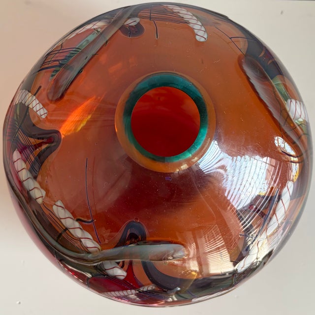 Ruby Red Large Art Glass Vase - Daniel Edler Graffiti Helix Series For Sale - Image 8 of 9