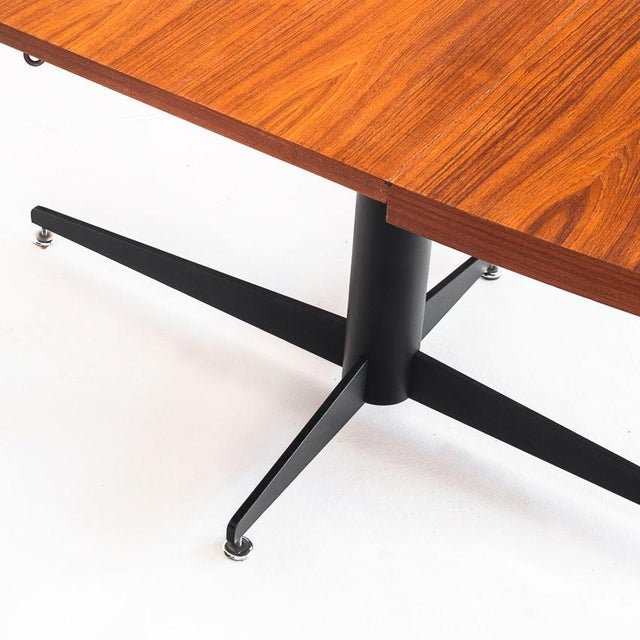 Vintage Dining Table with Extension in Iron and Teak attributed to Roche Bobois, France, 1965 For Sale - Image 9 of 13