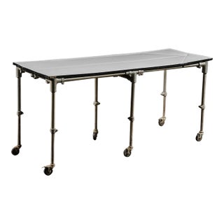 Vintage Industrial Rolling Porcelain Embalming Table For Sale