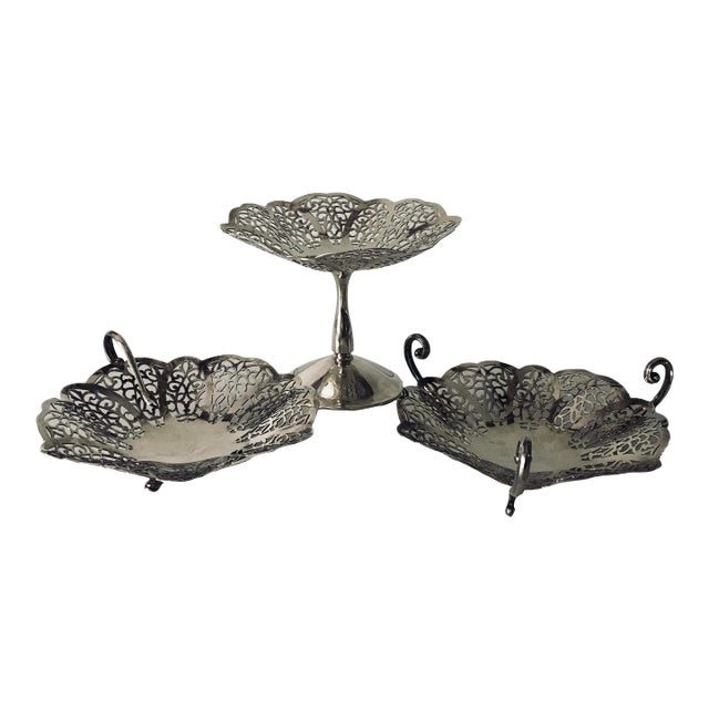Vintage International Silverplate Lovelace Compote & Candy Dishes - Set of 3 For Sale