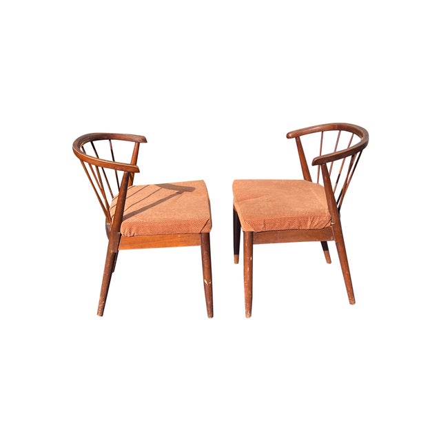 Brown Mid Century Modern Designer Pair of Chairs in Vintage Gio Ponti Style For Sale - Image 8 of 8