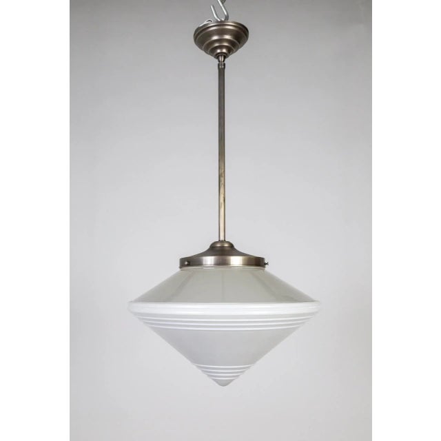 1920s Large Art Deco Milk Glass Spinning Top Pendant For Sale In San Francisco - Image 6 of 7