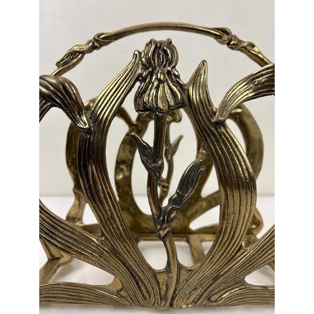 Floral Magazine Rack in Brass by Gilde Handwerk, 1970s For Sale - Image 4 of 14