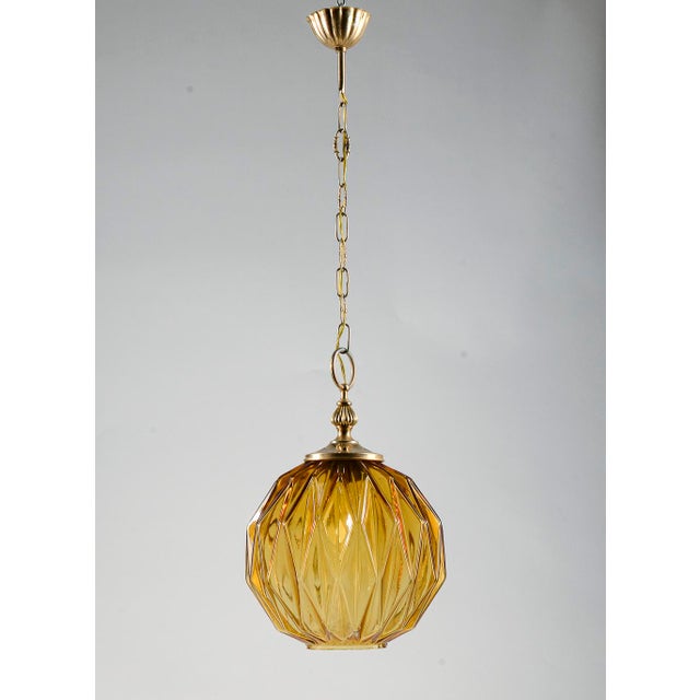 Chandelier in Faceted Amber Glass from Targetti Sankey, Italy, 1980 For Sale - Image 11 of 15