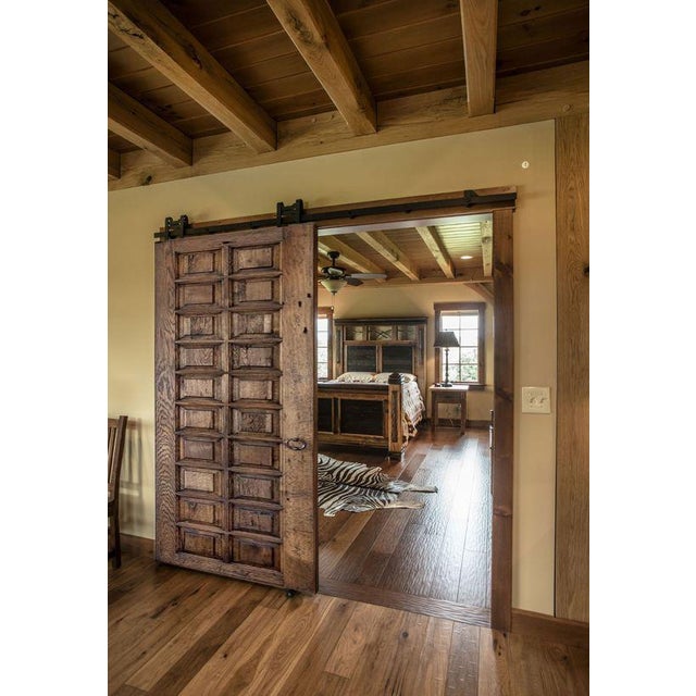 Spanish Revival Reclaimed Wood Door – Raised Panel Grid Design For Sale - Image 9 of 10