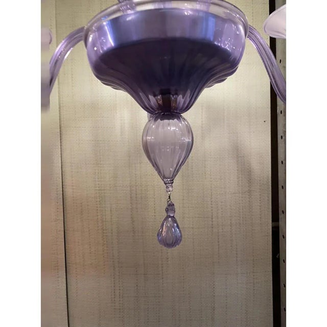 Early 21st Century Italian Handmade Murano Style Glass Chandelier in Light Violet by Simoeng For Sale - Image 5 of 9