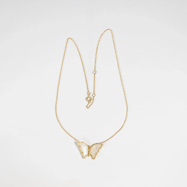 Gold Rocks With Soul Moonstone Butterfly Necklace For Sale - Image 8 of 9