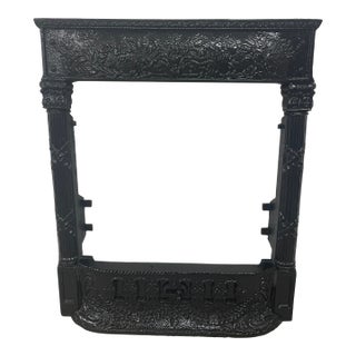 19th-Century Ornate Fluted Cast Iron Fireplace Frame & Summer Grate Assembly For Sale