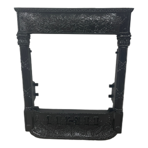 19th-Century Ornate Fluted Cast Iron Fireplace Frame & Summer Grate Assembly