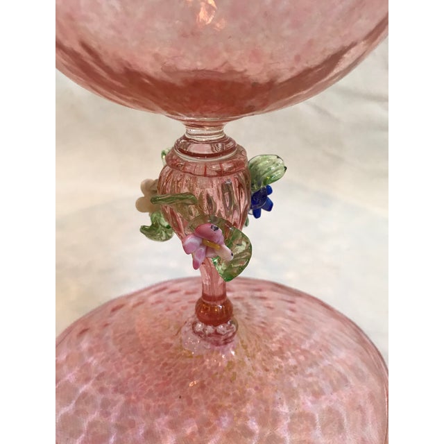Glass 19th Century Hand Blown Pink Venetian Tazza For Sale - Image 7 of 12