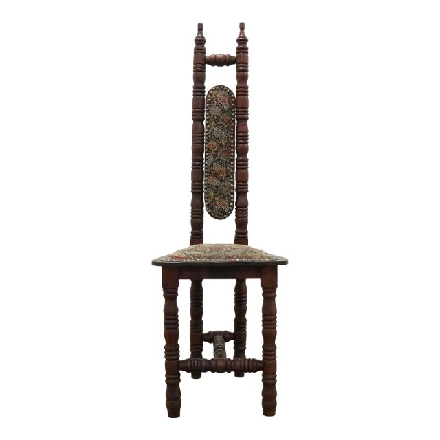Vintage European-Inspired Turned Wood Accent Chair For Sale