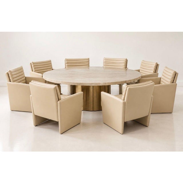 Set 8 Preview Leather Dining/Arm Lounge Chairs, 1980 For Sale - Image 10 of 12