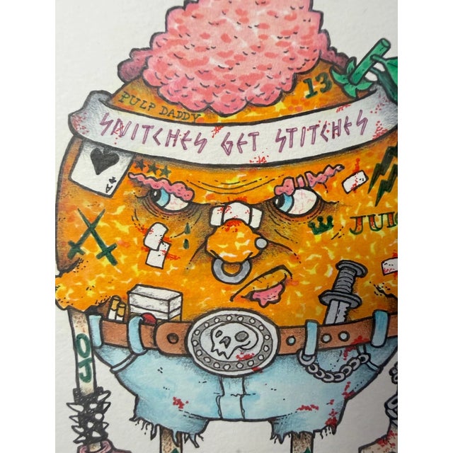 Paint 1990s Original Adam Ballinger Cartoon Caricature Orange Gangster Illustration Painting For Sale - Image 7 of 11