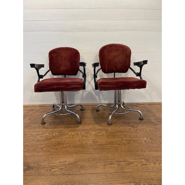 Mid-Century Red Barber Chairs, Set of 2 For Sale - Image 11 of 11